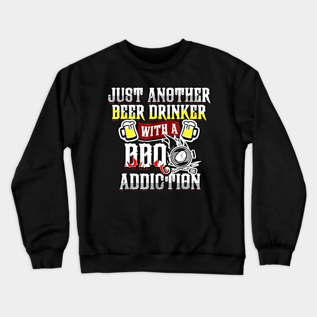 BBQ Beer Lover Fan Enthusiast Grill Master Gift Idea Crewneck Sweatshirt by nellieuyangela